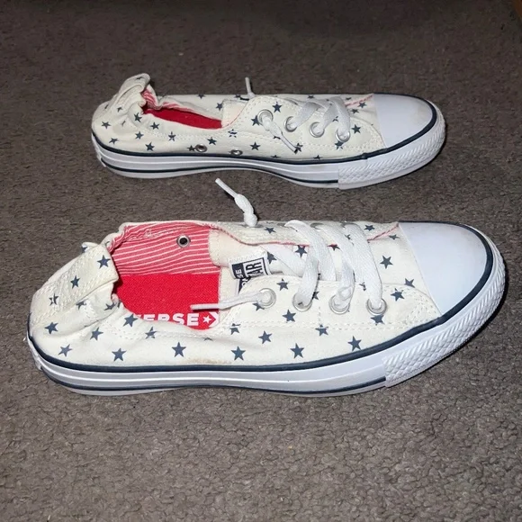 Converse All Star Sneakers White and Blue Stars - Picture 5 of 7